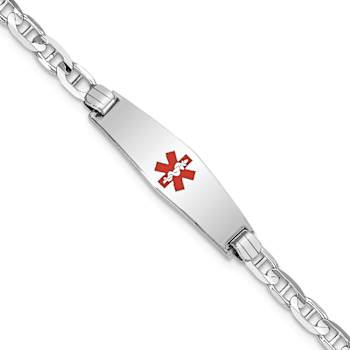 Rhodium Over 14k White Gold Medical Soft Diamond Shape Red Enamel
Mariner Link ID Bracelet
