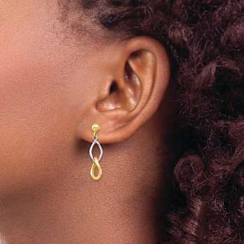14k Yellow Gold and 14k White Gold Dangle Earrings