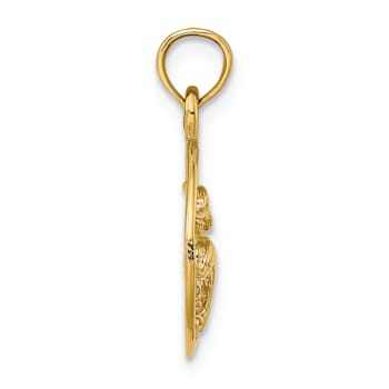 14k Yellow Gold Two Dolphins in Circle Pendant