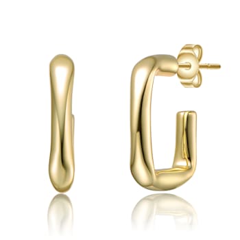 Geometric G-Shaped Hoop Earrings In 14K Gold Over Brass