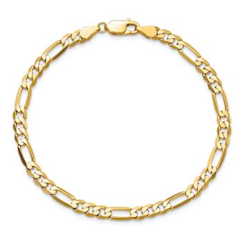 10k Yellow Gold 4.75mm Flat Figaro Link Bracelet