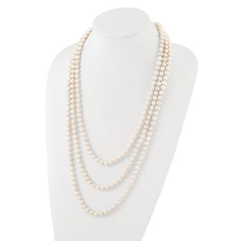 7-8mm White Freshwater Cultured Pearl 76-inch Slip-on Necklace