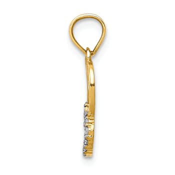10k Yellow Gold and Rhodium Over 10k Yellow Gold Cubic Zirconia Heart in
Heart Pendant