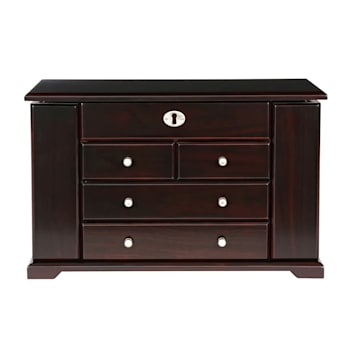 Mele and Co Ellington Wooden Jewelry Box in Mahogany Finish
