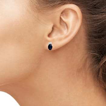 Black Sapphire Rhodium Over Sterling Silver Earrings 1.15ctw