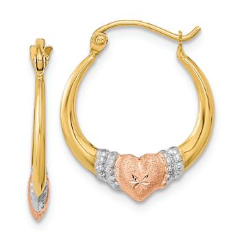 14k Yellow Gold and 14k Rose Gold with Rhodium Over 14k Yellow Gold
13/16" Satin Hoop Earrings
