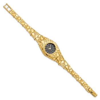 10k Yellow Gold Black 22mm Dial Nugget Watch