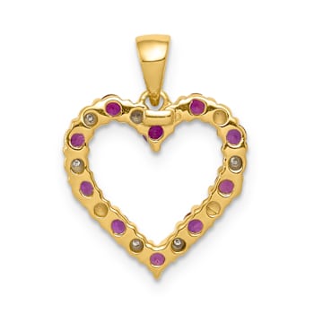 10k Yellow Gold and Rhodium Over 10k Yellow Gold Diamond and 0.5 cttw
Ruby Heart Pendant
