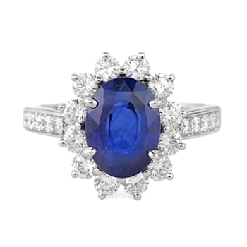 "Princess Diana" Oval Blue Sapphire and White Diamond Platinum
Ring. 4.21 CTW