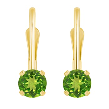 4mm Round Peridot 14k Yellow Gold Drop Earrings