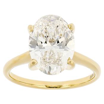Lab-Grown Diamond Oval Solitaire Ring In 14K Gold 4.00ct