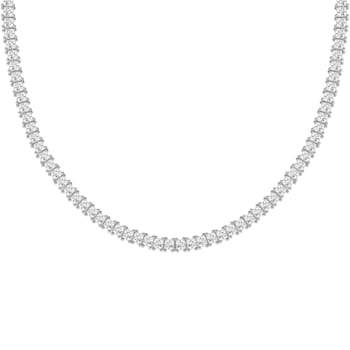 White Cubic Zirconia Platinum Over Sterling Silver Tennis Necklace 21.74ctw