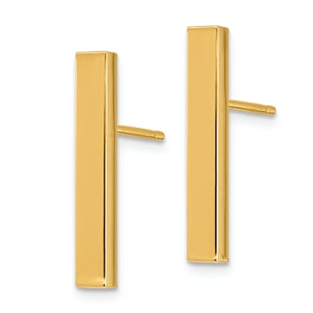 14K Yellow Gold Polished Bar Dangle Earrings