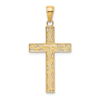 14k Yellow Gold Rope Cross Pendant