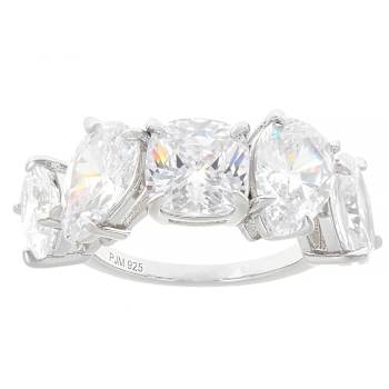 Multi-Shape CZ Band Ring In Sterling Silver