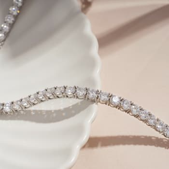 White Cubic Zirconia Platinum Over Sterling Silver Tennis Necklace 43.50ctw