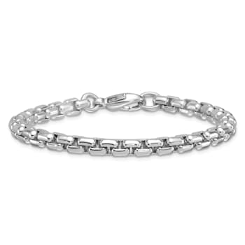 Rhodium Over Sterling Silver 6.0mm Box 8.5 Inch Chain