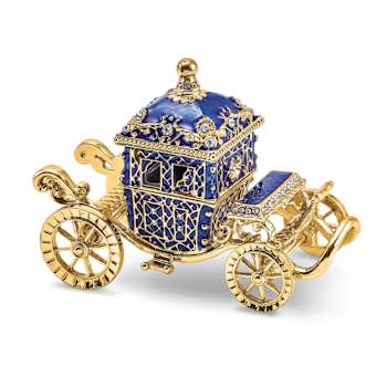 ROYAL BLUE Carriage with Ring Pad Trinket Box