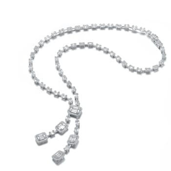 Rhodium Plated over Sterling Silver with Clear Cubic Zirconia Accent
Tongue Buckle Necklace