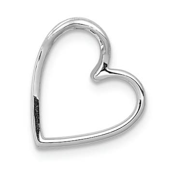 Rhodium Over 14k White Gold Diamond Vintage Heart Chain Slide Pendant
