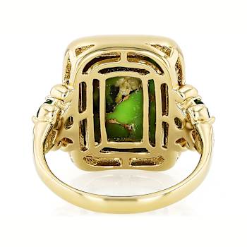 Green Turquoise And Chrome Diopside Ring In 18K Gold Over Sterling
Silver 0.21ctw