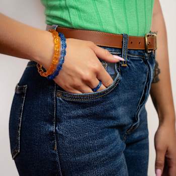 Blue Bamboo-Inspired Acrylic Slip-On Bangle