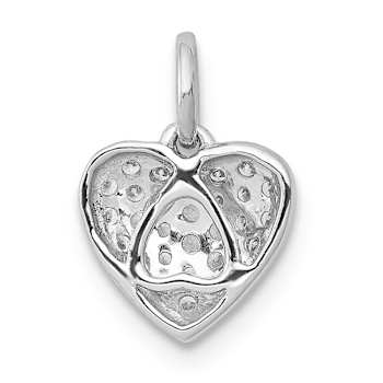 Rhodium Over 14k White Gold Diamond Heart Pendant