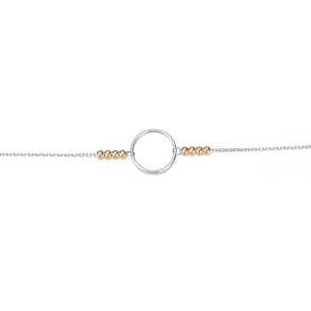 Two-Tone Halo Station Bracelet In Sterling Silver And 18K Rose Gold Over
Sterling Silver