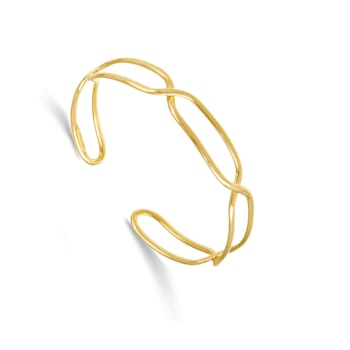 14K Yellow Gold Polished Rectangle Shapes Cuff Bangle