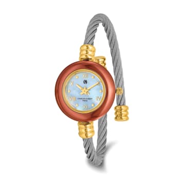 Charles Hubert Gold-finish 7 Color Bezels Stainless Steel Bangle Watch
