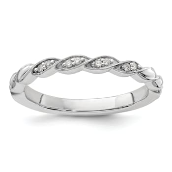 14K White Gold Stackable Expressions Diamond Twist Ring 0.04ctw
