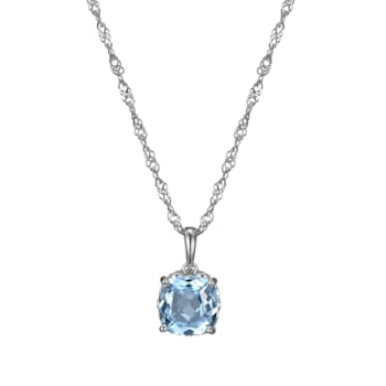 Lab Created Blue Spinel And Dia Simulant Platinum Over Silver March
Birthstone Pendant 3.79ctw
