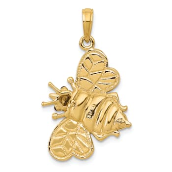 14k Yellow Gold Enameled 3D Multi-color Enamel Bumblebee Pendant