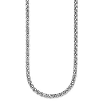 Rhodium Over Sterling Silver 3.0mm Wheat 24 Inch Chain