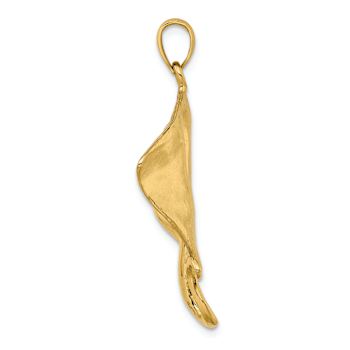 14k Yellow Gold Polished and Textured Stingray Charm
