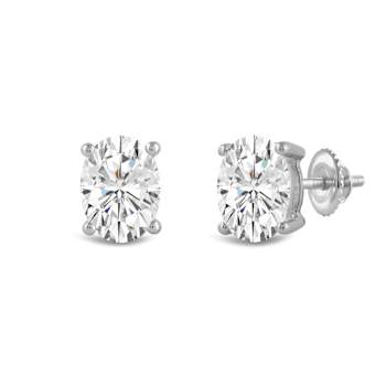 White Cubic Zirconia 14k White Gold Studs With Velvet Gift Box 3.00ctw