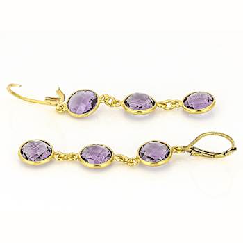 Amethyst Dangle Earrings In 18K Gold Over Sterling Silver 9.00ctw