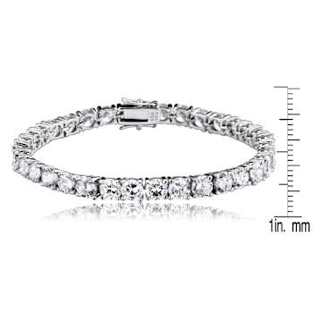 Princess-Cut CZ Tennis Bracelet In Rhodium Over Brass