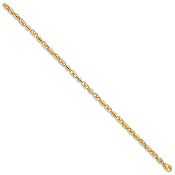 14k Yellow Gold Polished 4.1mm Fancy Barrel Link Bracelet