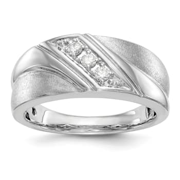 Rhodium Over 14K White Gold Lab Grown Diamond SI1/SI2, G H I, Men's Band