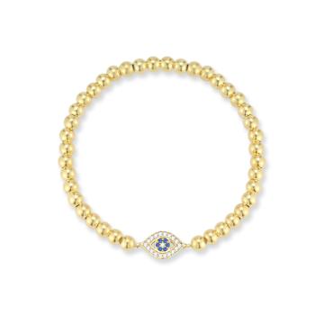 Sterling Statements 14K Yellow Gold Over Sterling Silver CZ Evil Eye
Ball Stretch Bracelet