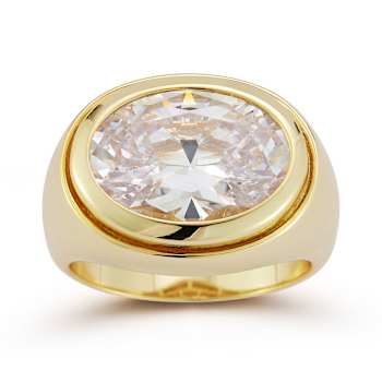 Rachel Zoe CZ Bold Dome Ring in 14K Gold Over Sterling Silver