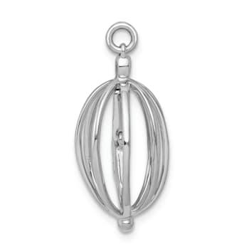 Rhodium Over 14k White Gold Diamond Bird in Cage Pendant