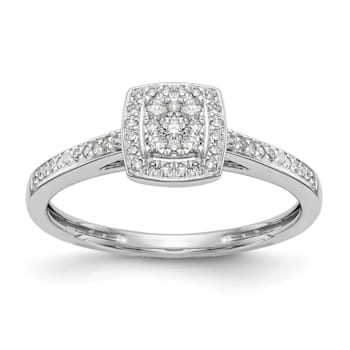 Rhodium Over 14K White Gold Lab Grown Diamond Cluster Engagement Ring 0.202ctw