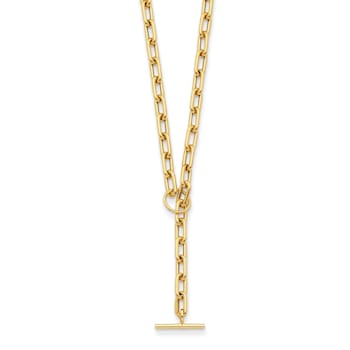 14K Yellow Gold Paperclip Y-drop 24-inch Toggle Necklace