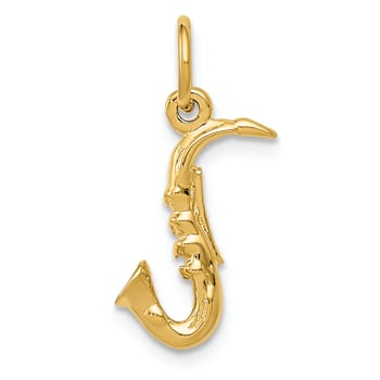 14k Yellow Gold Textured 3D Saxophone Pendant