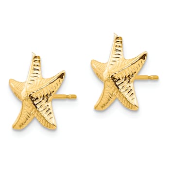 14K Yellow Gold Starfish Post Earrings