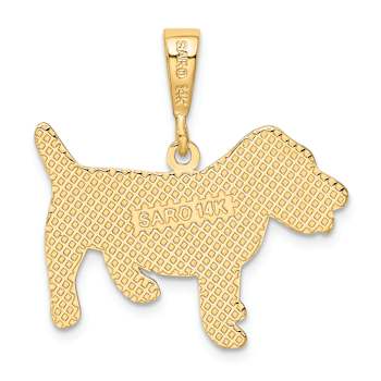 14k Yellow Gold Textured Jack Russell Terrier Dog Pendant