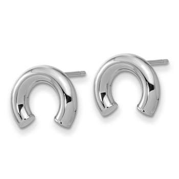 Rhodium Over 14k White Gold Polished U Shape Tube Earrings