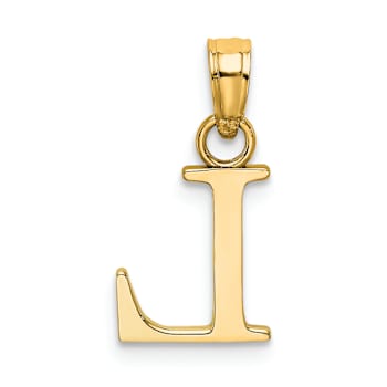 14k Yellow Gold Polished Block Letter L Initial Pendant
